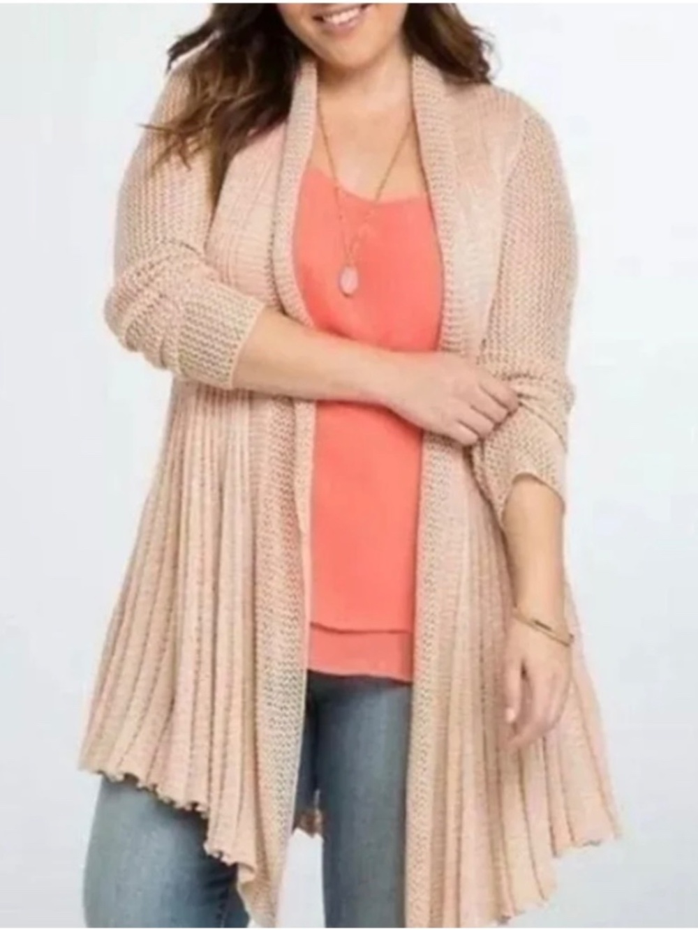 FIT & FLARE DRAPE FRONT CARDIGAN - Olive Green